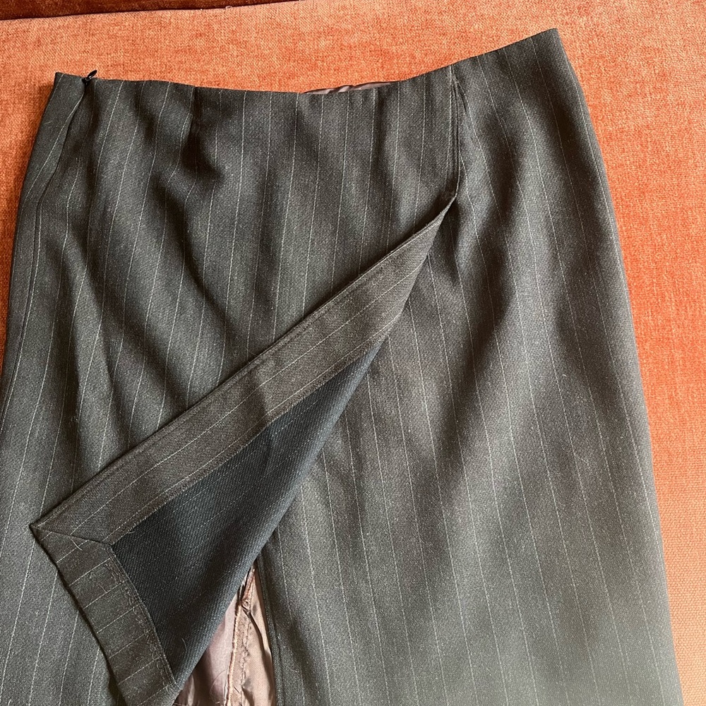 Brown Pinstripe Wool Skirt